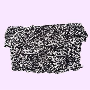 Black and White Strapless Bandeau Top